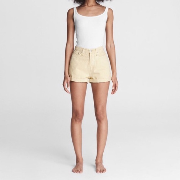 Rag & Bone Maya High Rise Shorty Short in Lemon Drop, Sz 29 NWT - Picture 2 of 2